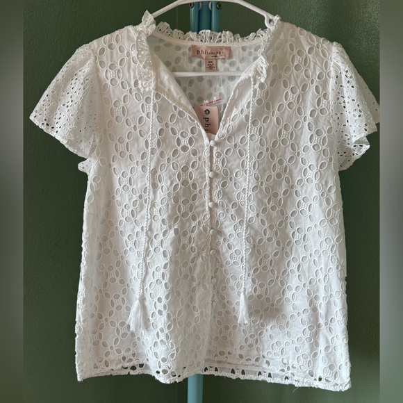 Philosophy Tops - Philosophy White Eyelet Blouse NWT.